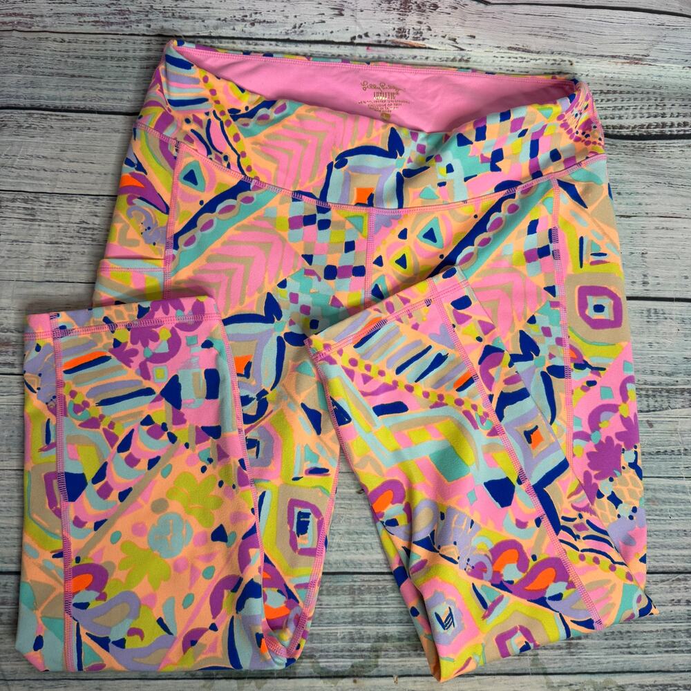 Lilly Pulitzer Luxletic Leggings Womens Large L Pink Multicolor High Rise